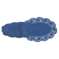 Pastry Tek Oval Navy Blue Paper Doilies - Lace - 12 1/2" x 8 1/2" - 4000 count box