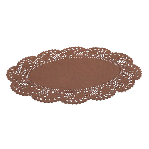 Pastry Tek Oval Brown Paper Doilies - Lace - 12 1/2" x 8 1/2" - 4000 count box