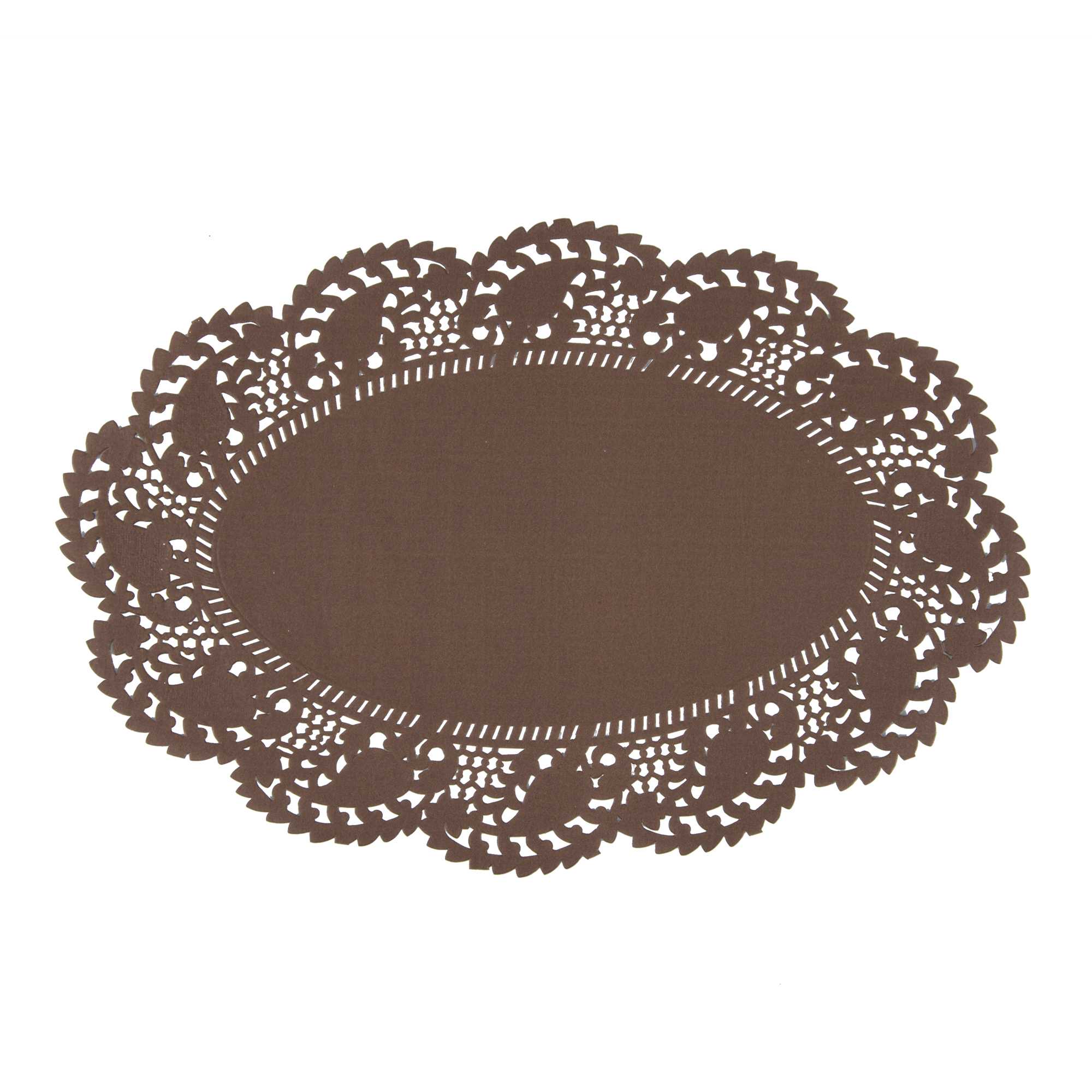 Pastry Tek Oval Brown Paper Doilies - Lace - 12 1/2" x 8 1/2" - 4000 count box