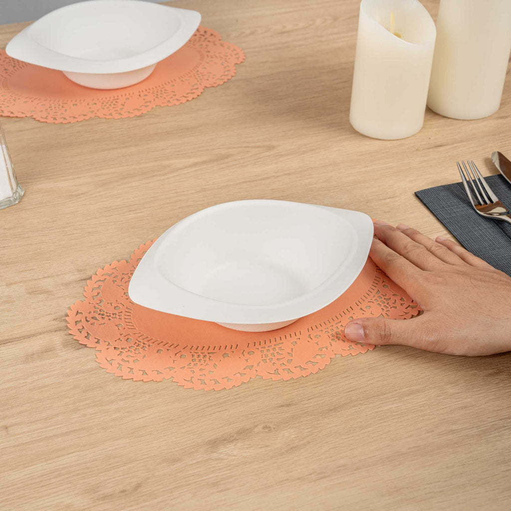 Pastry Tek Oval Coral Paper Doilies - Lace - 12 1/2" x 8 1/2" - 100 count box