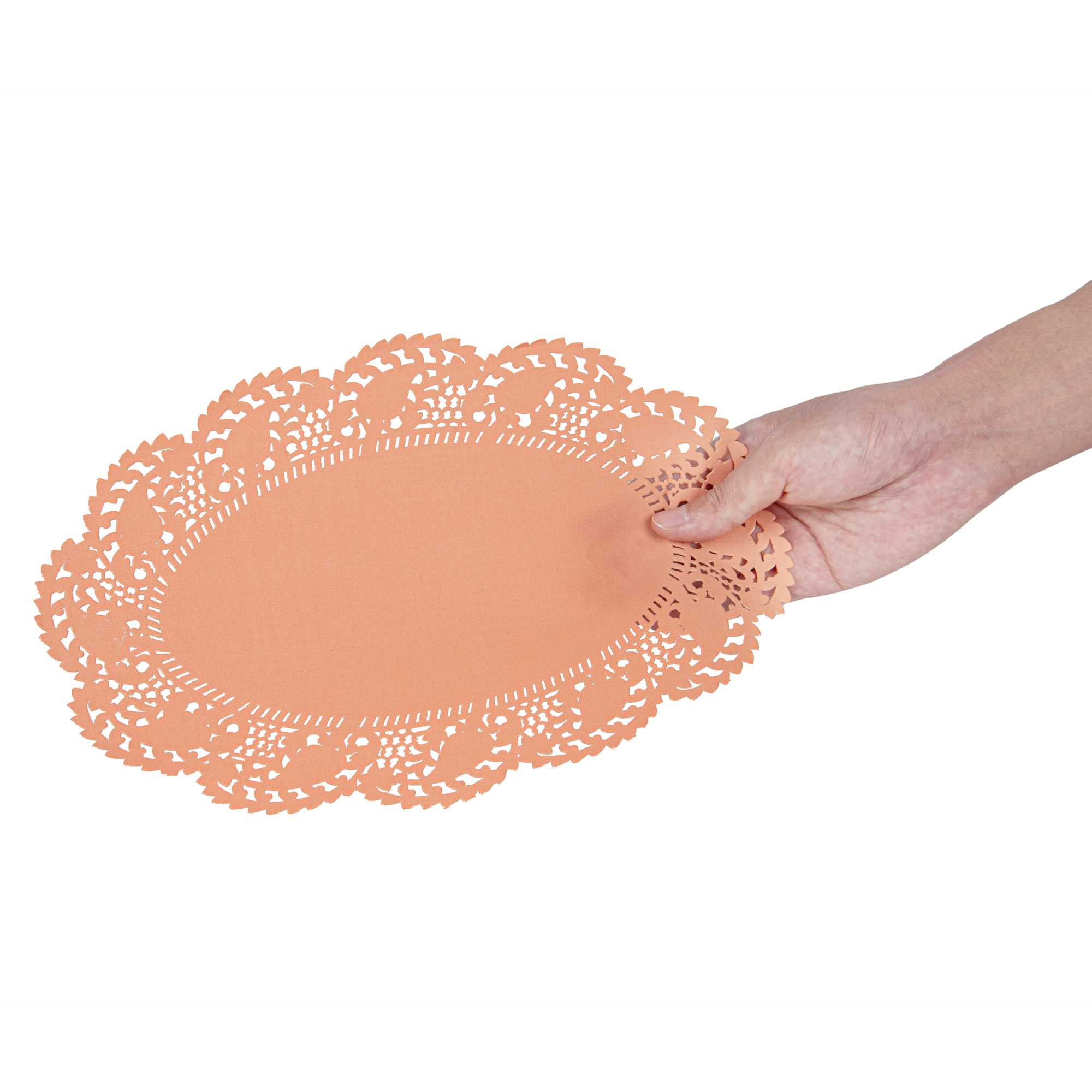 Pastry Tek Oval Coral Paper Doilies - Lace - 12 1/2" x 8 1/2" - 4000 count box