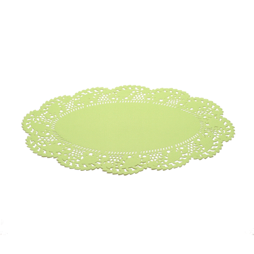 Pastry Tek Oval Green Paper Doilies - Lace - 12 1/2" x 8 1/2" - 100 count box