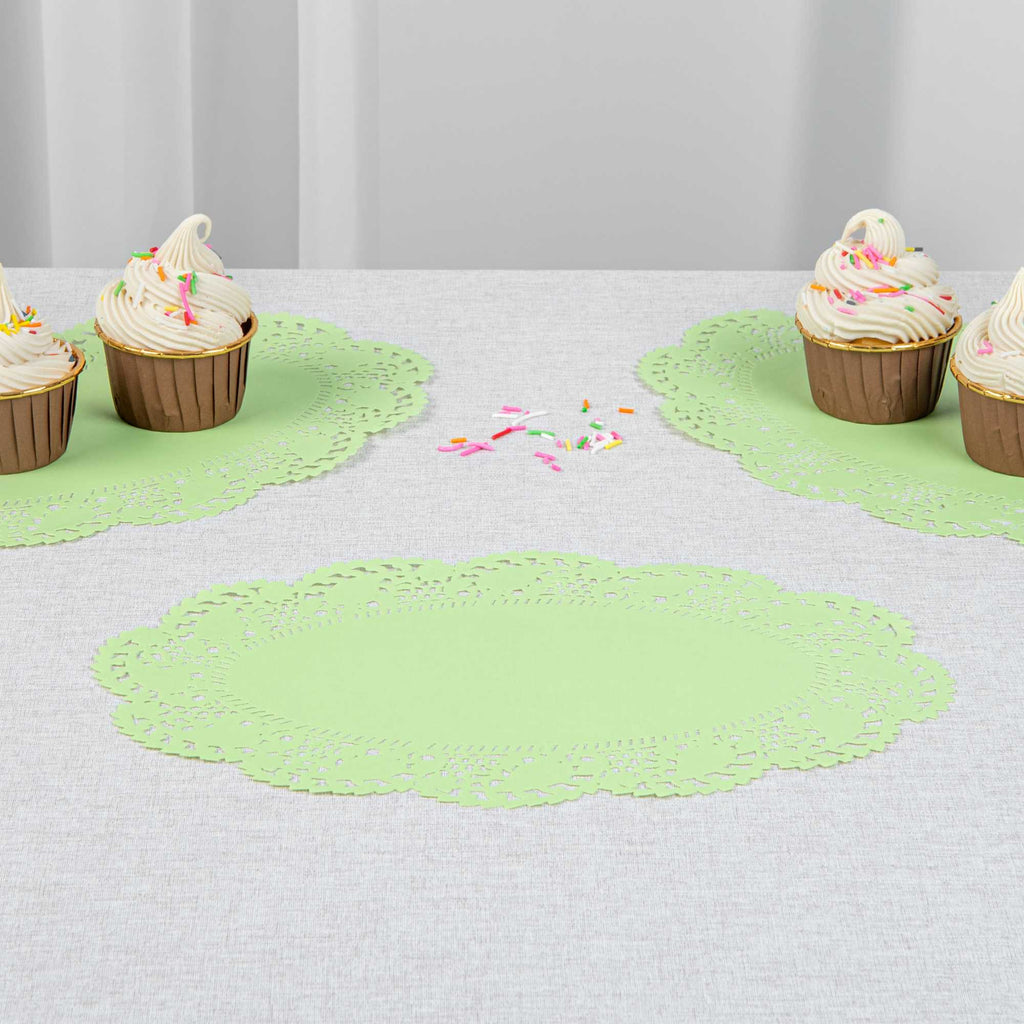 Pastry Tek Oval Green Paper Doilies - Lace - 12 1/2" x 8 1/2" - 4000 count box