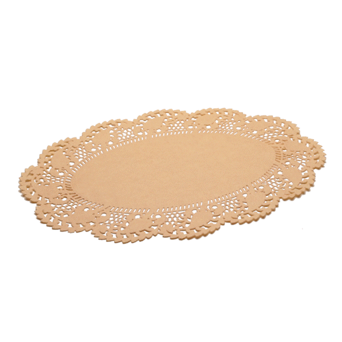 Pastry Tek Oval Kraft Paper Doilies - Lace - 12 1/2" x 8 1/2" - 4000 count box