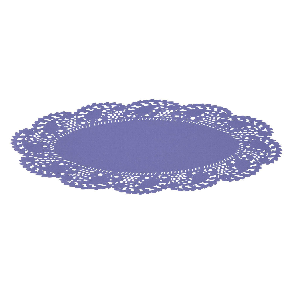 Pastry Tek Oval Purple Paper Doilies - Lace - 12 1/2" x 8 1/2" - 100 count box