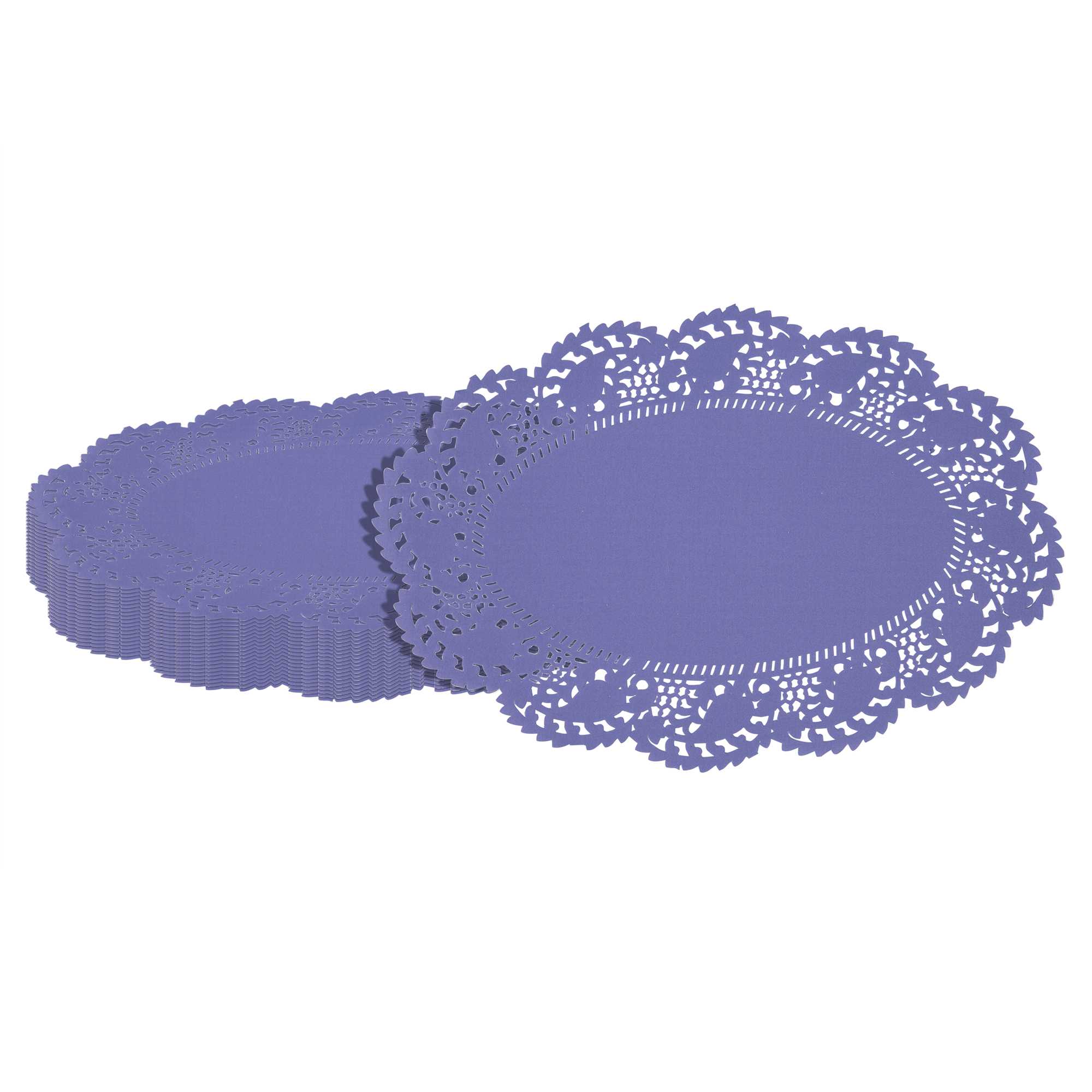 Pastry Tek Oval Purple Paper Doilies - Lace - 12 1/2" x 8 1/2" - 4000 count box