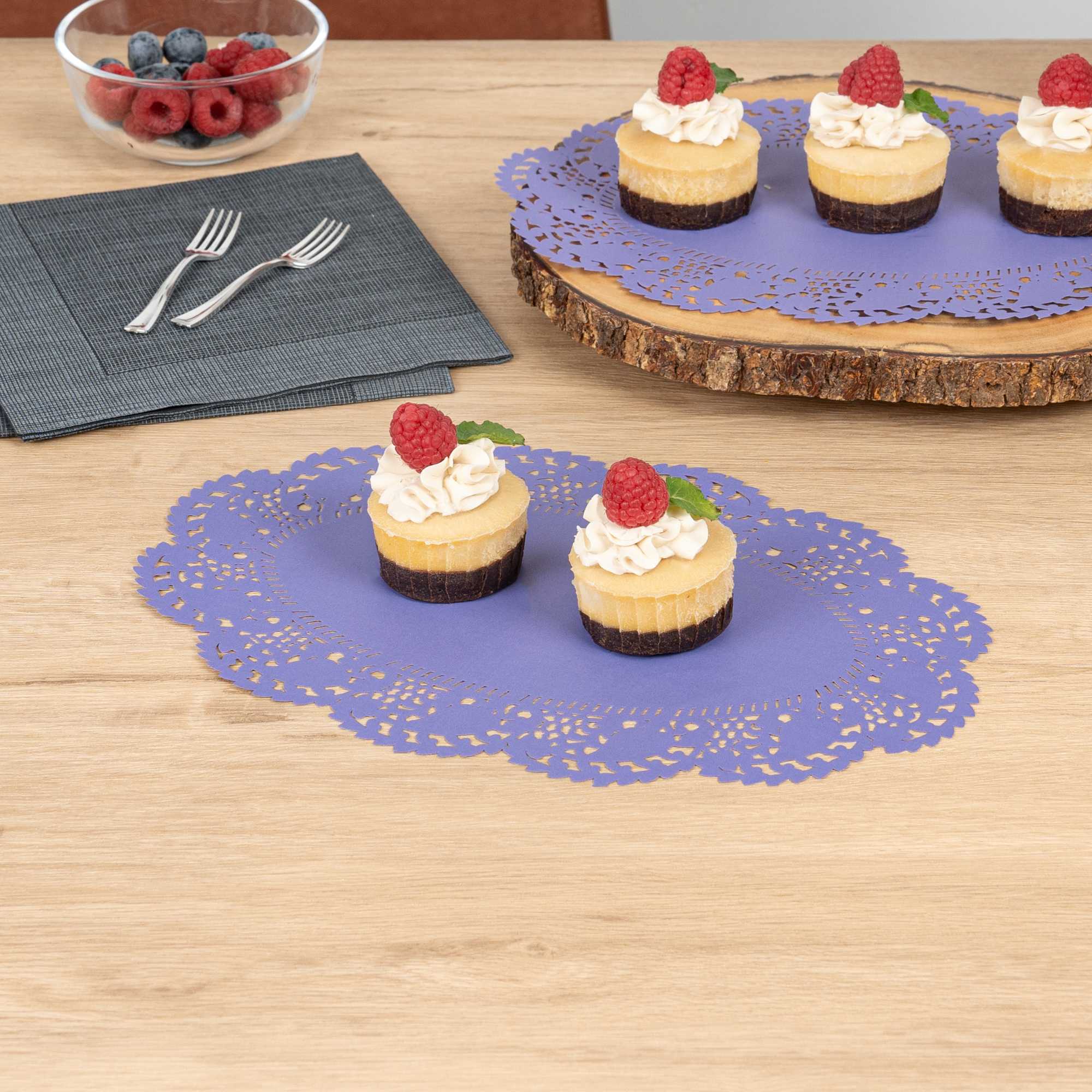 Pastry Tek Oval Purple Paper Doilies - Lace - 12 1/2" x 8 1/2" - 4000 count box