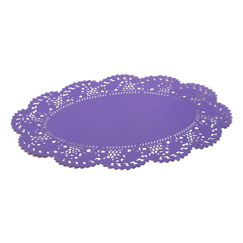 Pastry Tek Oval Purple Paper Doilies - Lace - 12 1/2" x 8 1/2" - 4000 count box