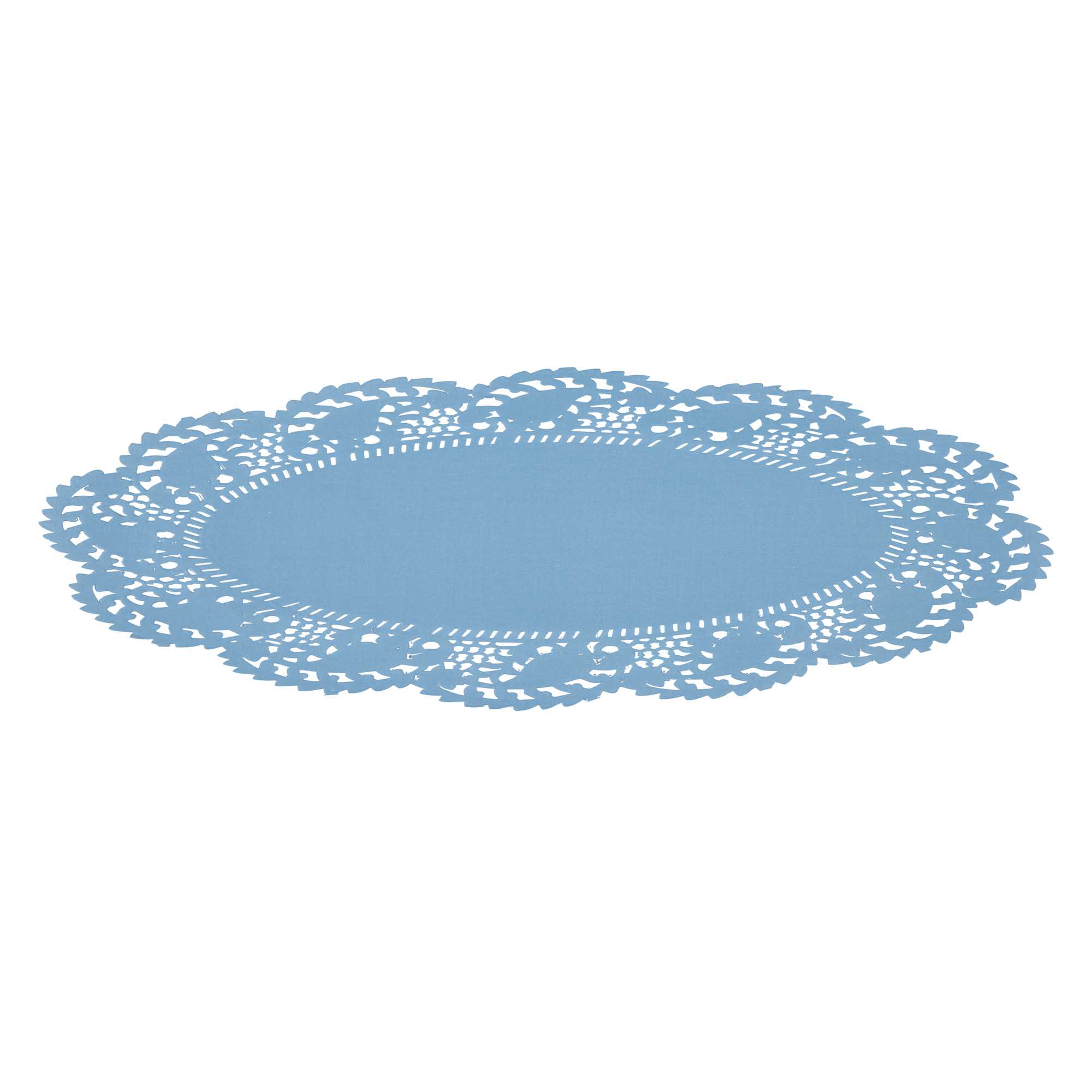 Pastry Tek Oval Sky Blue Paper Doilies - Lace - 12 1/2" x 8 1/2" - 4000 count box