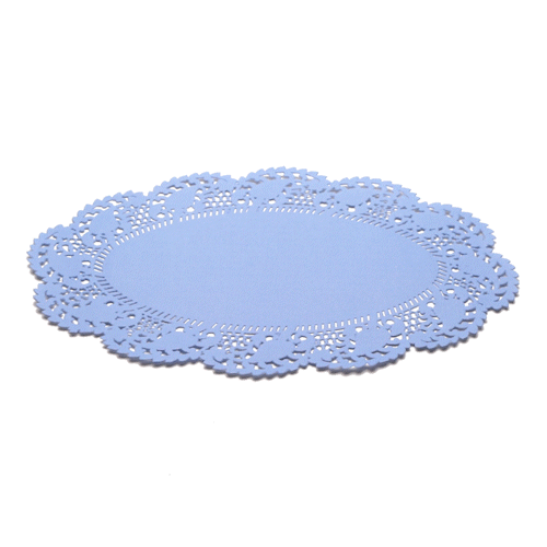 Pastry Tek Oval Sky Blue Paper Doilies - Lace - 12 1/2" x 8 1/2" - 100 count box