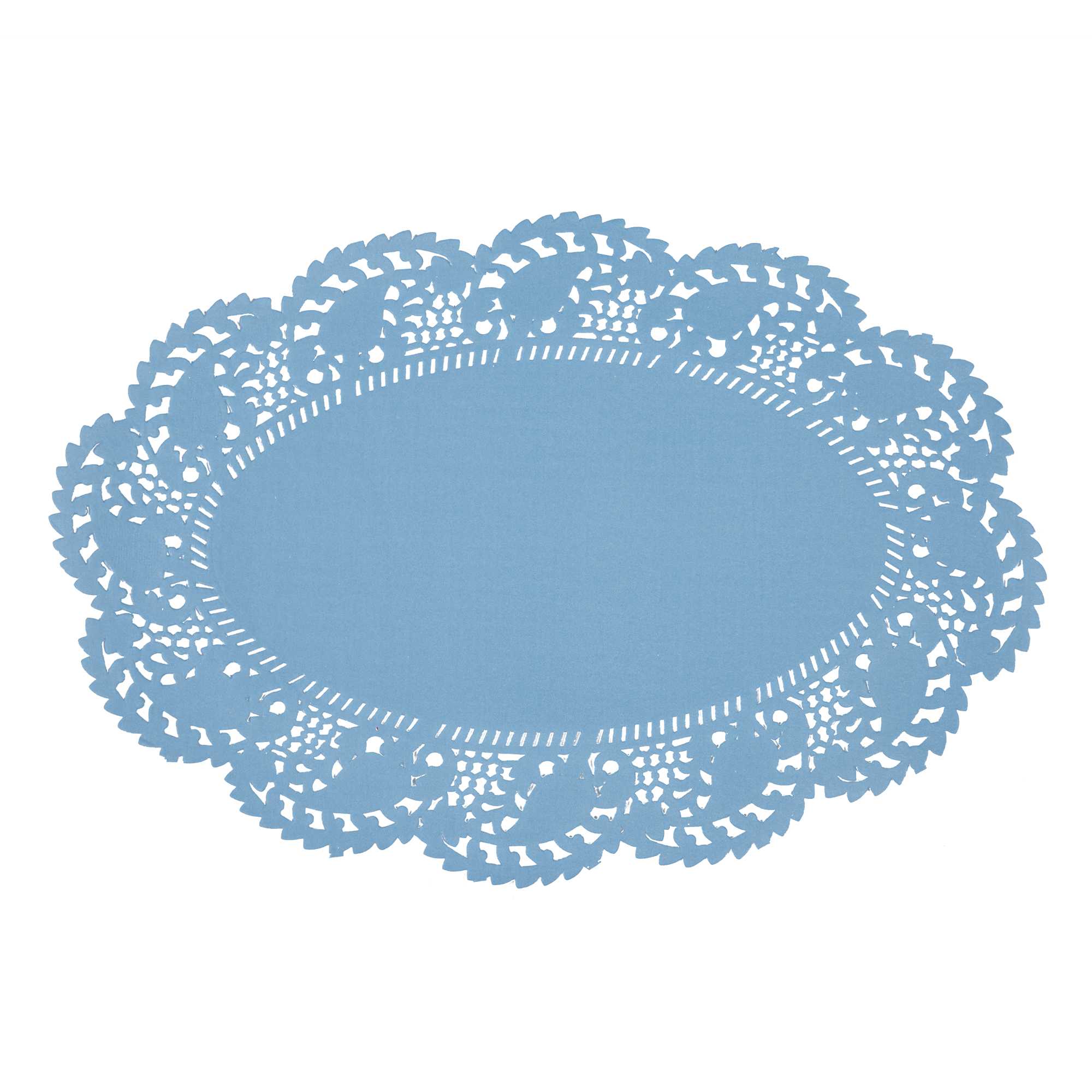 Pastry Tek Oval Sky Blue Paper Doilies - Lace - 12 1/2" x 8 1/2" - 4000 count box