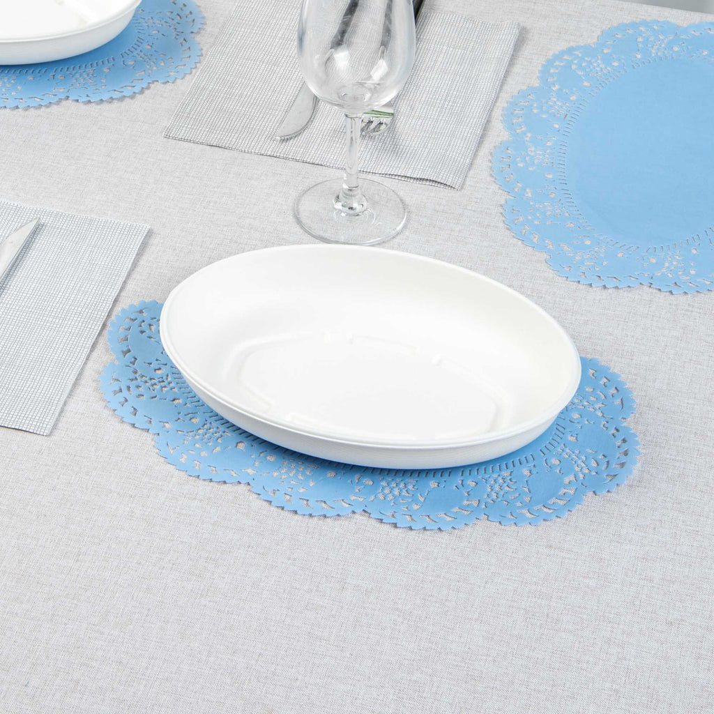 Pastry Tek Oval Sky Blue Paper Doilies - Lace - 12 1/2" x 8 1/2" - 4000 count box