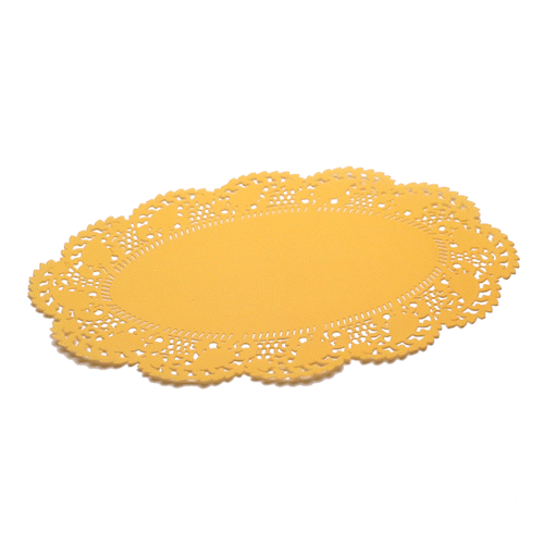 Pastry Tek Oval Orange Paper Doilies - Lace - 12 1/2" x 8 1/2" - 100 count box