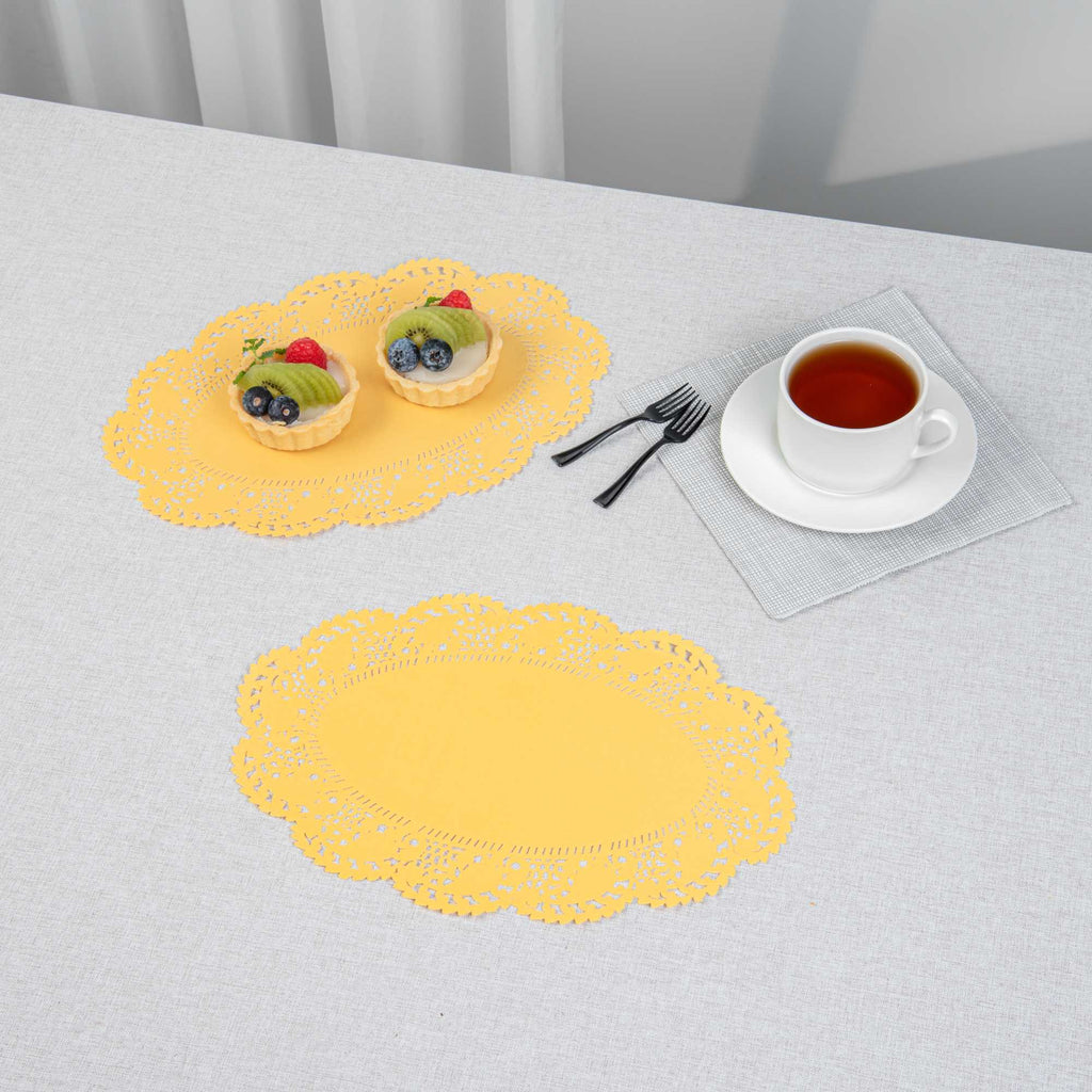 Pastry Tek Oval Orange Paper Doilies - Lace - 12 1/2" x 8 1/2" - 100 count box
