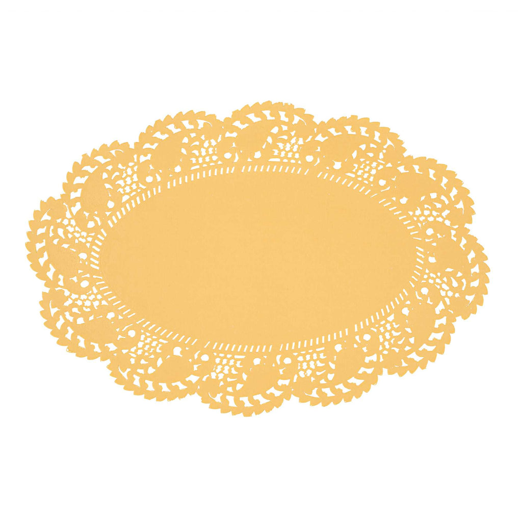 Pastry Tek Oval Orange Paper Doilies - Lace - 12 1/2" x 8 1/2" - 4000 count box
