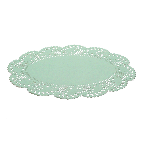 Pastry Tek Oval Teal Paper Doilies - Lace - 12 1/2" x 8 1/2" - 4000 count box