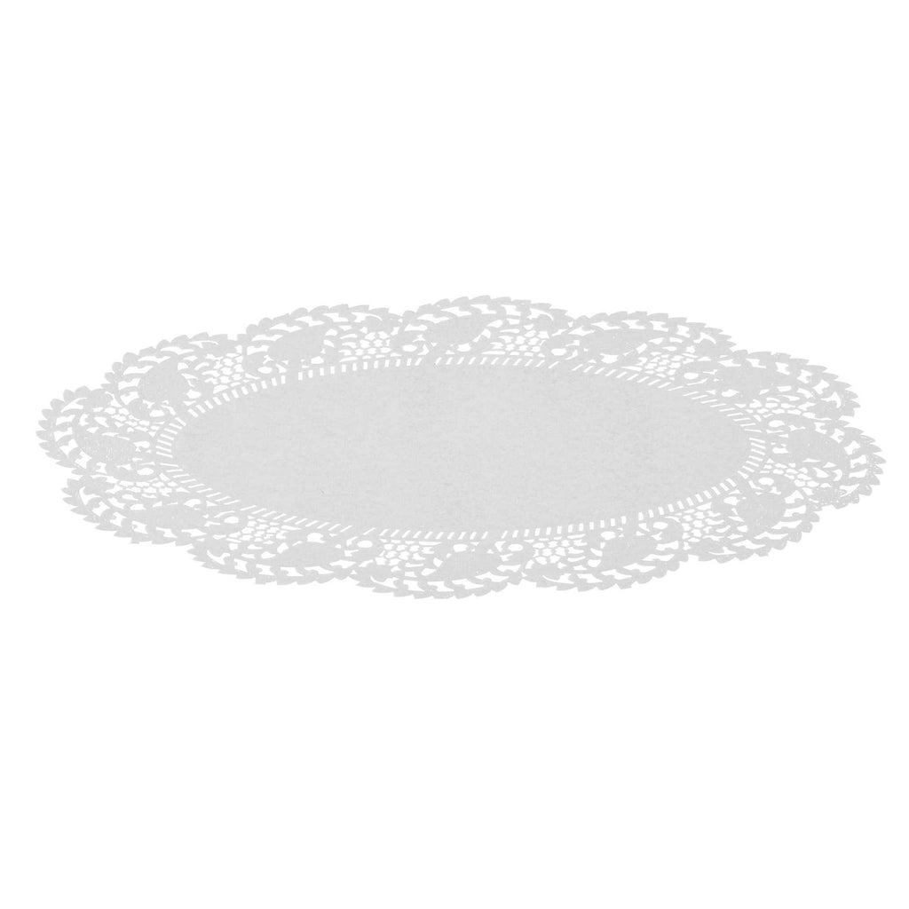 Pastry Tek Oval White Paper Doilies - Lace - 12 1/2" x 8 1/2" - 4000 count box