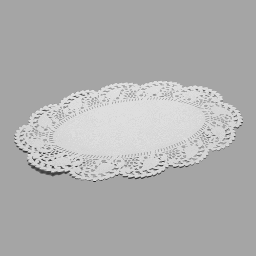 Pastry Tek Oval White Paper Doilies - Lace - 12 1/2" x 8 1/2" - 4000 count box