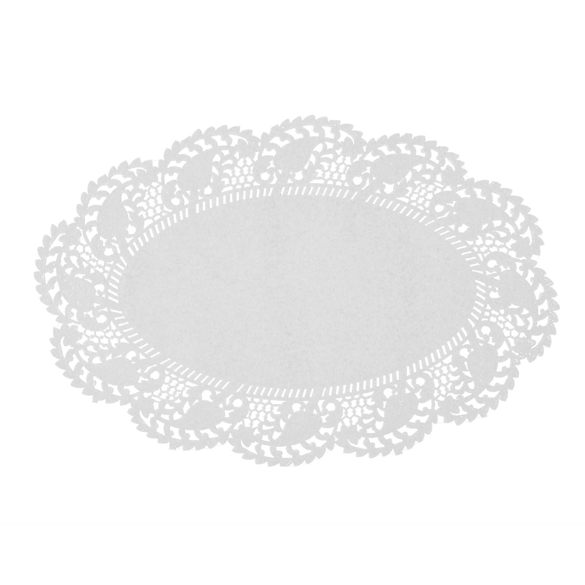 Pastry Tek Oval White Paper Doilies - Lace - 12 1/2" x 8 1/2" - 4000 count box