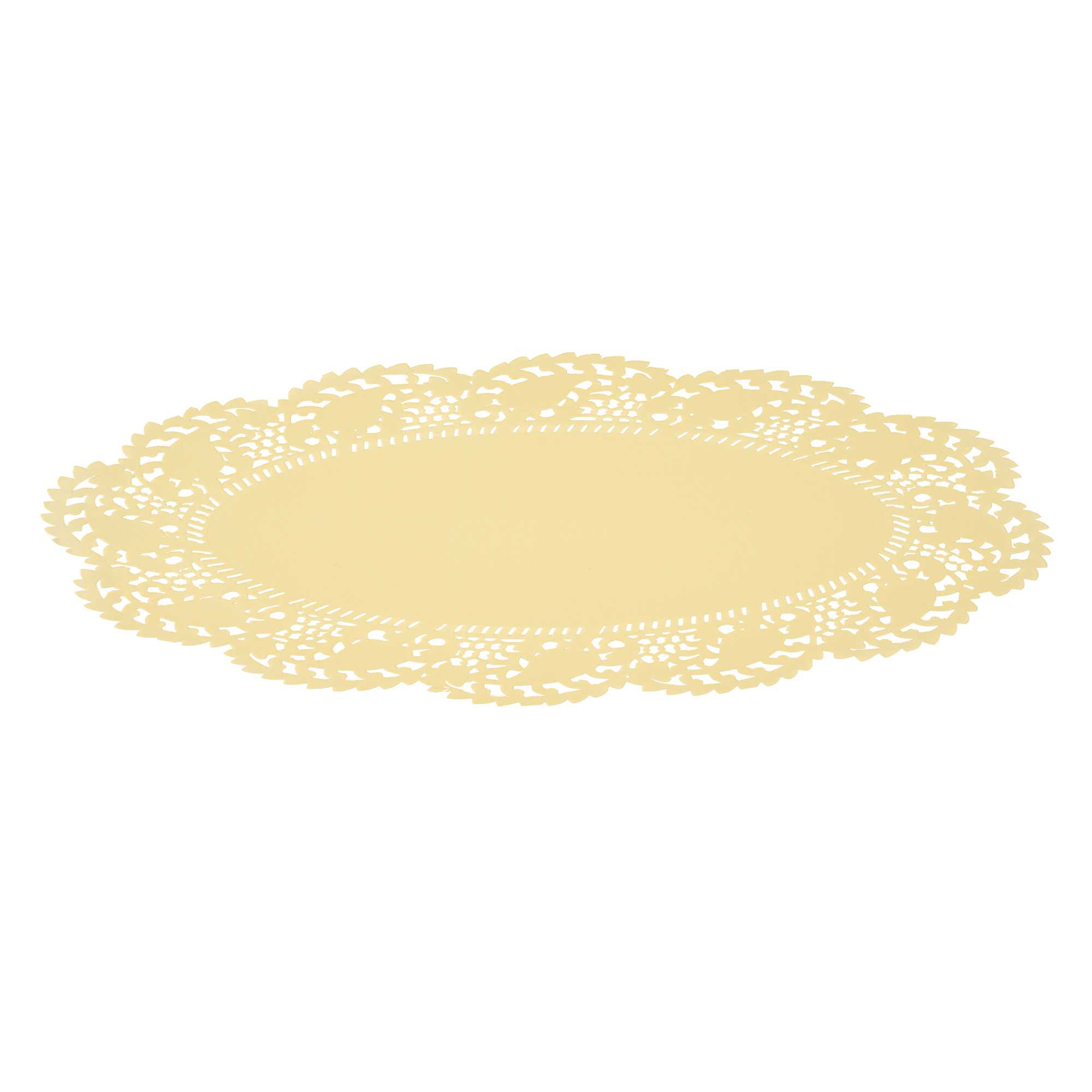 Pastry Tek Oval Yellow Paper Doilies - Lace - 12 1/2" x 8 1/2" - 100 count box
