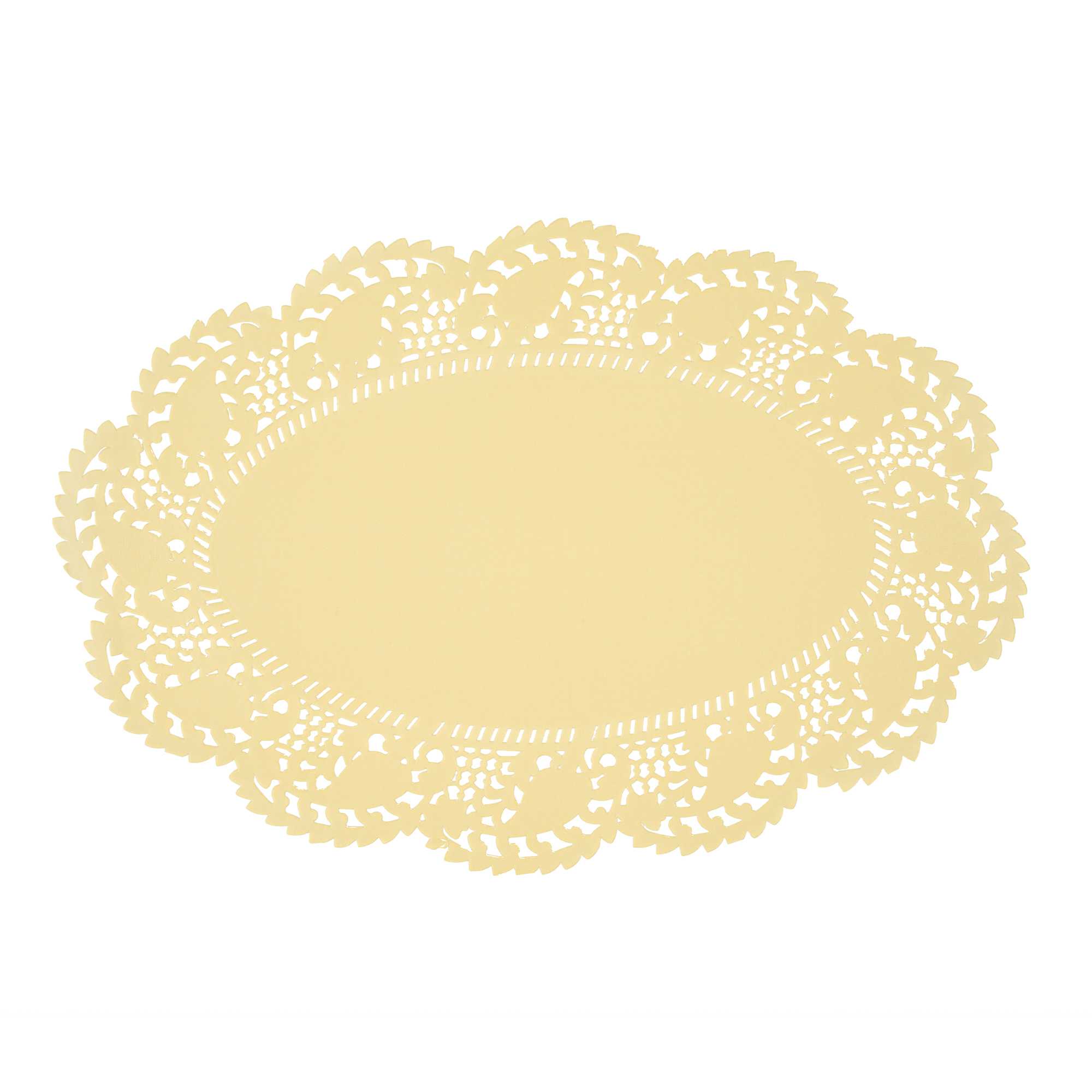 Pastry Tek Oval Yellow Paper Doilies - Lace - 12 1/2" x 8 1/2" - 100 count box