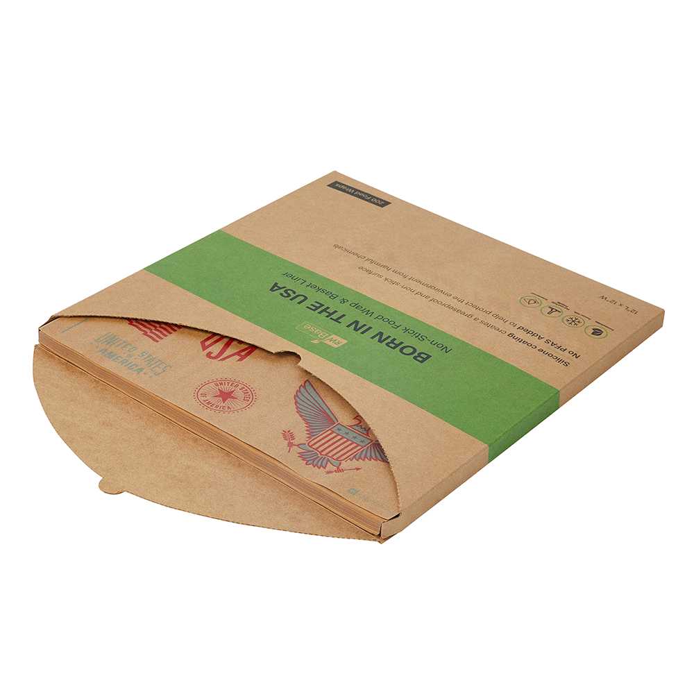 Chef 101 No PFAS Added Kraft Paper Food Wrap and Basket Liner - Born in the USA, Greaseproof, Compostable - 12" x 12" - 200 count box