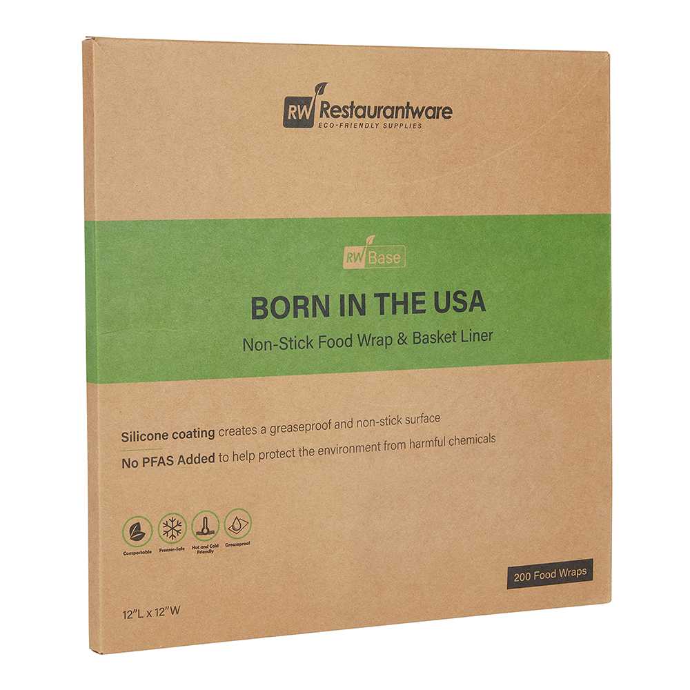 Chef 101 No PFAS Added Kraft Paper Food Wrap and Basket Liner - Born in the USA, Greaseproof, Compostable - 12" x 12" - 2000 count box