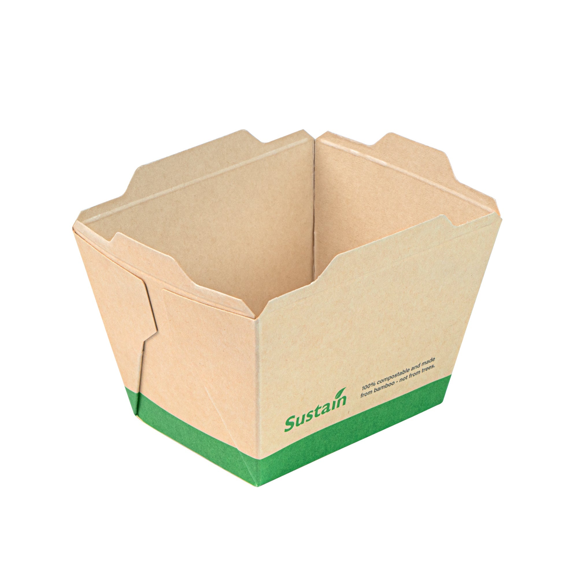 Sustain 17 oz Bamboo Paper Small Click Lock Container - with PLA Lining, Compostable - 4 1/4" x 3 1/4" x 2 3/4" - 50 count box