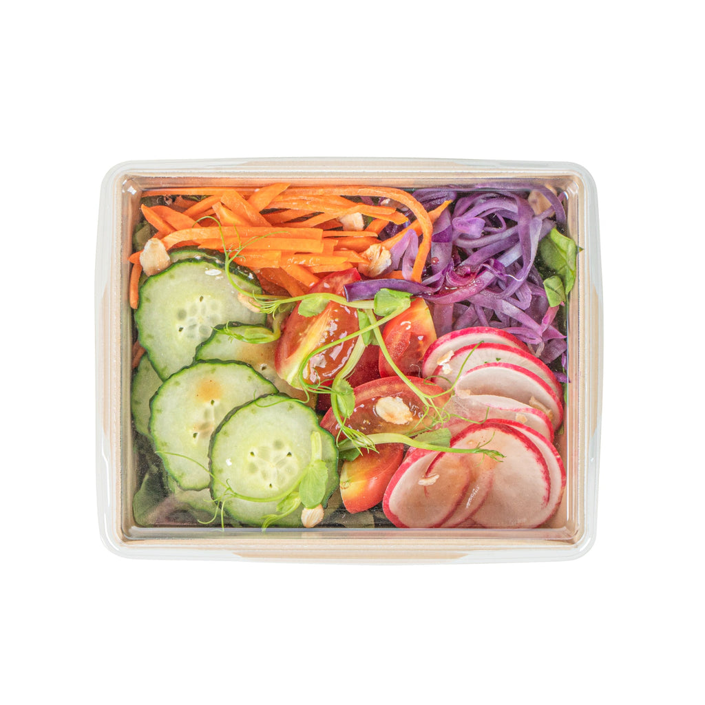 Sustain 17 oz Bamboo Paper Small Click Lock Container - with PLA Lining, Compostable - 4 1/4" x 3 1/4" x 2 3/4" - 200 count box