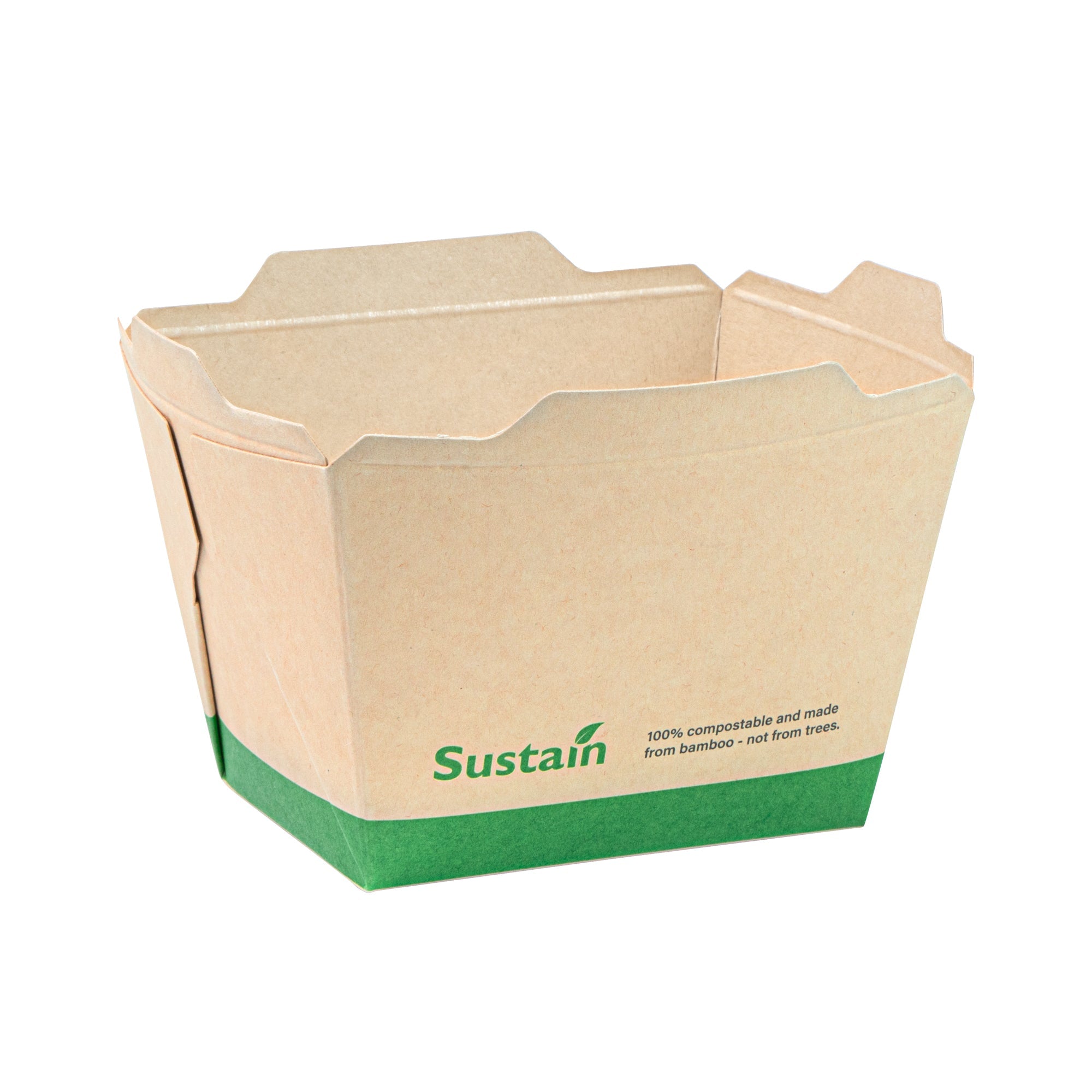 Sustain 17 oz Bamboo Paper Small Click Lock Container - with PLA Lining, Compostable - 4 1/4" x 3 1/4" x 2 3/4" - 200 count box