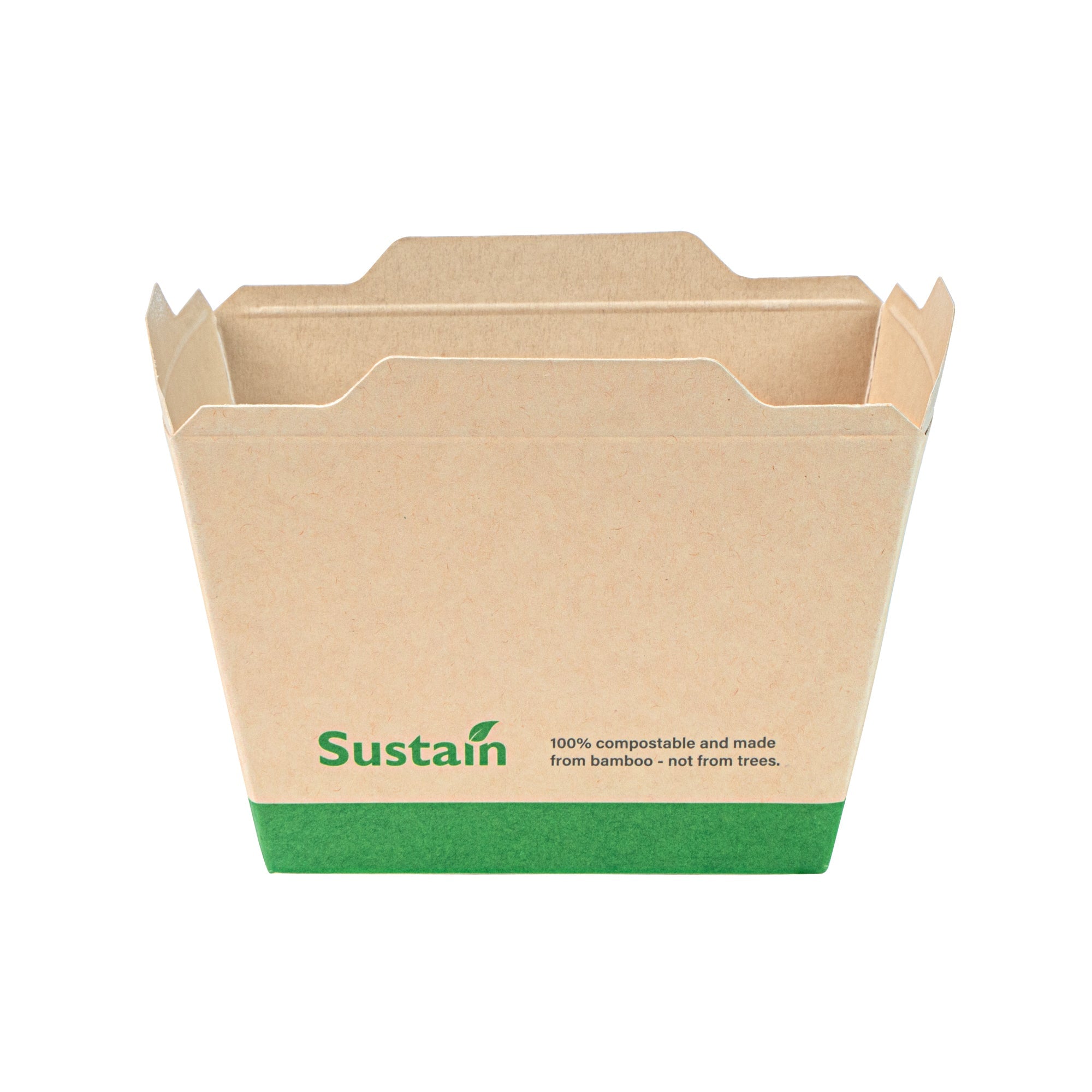 Sustain 17 oz Bamboo Paper Small Click Lock Container - with PLA Lining, Compostable - 4 1/4" x 3 1/4" x 2 3/4" - 200 count box