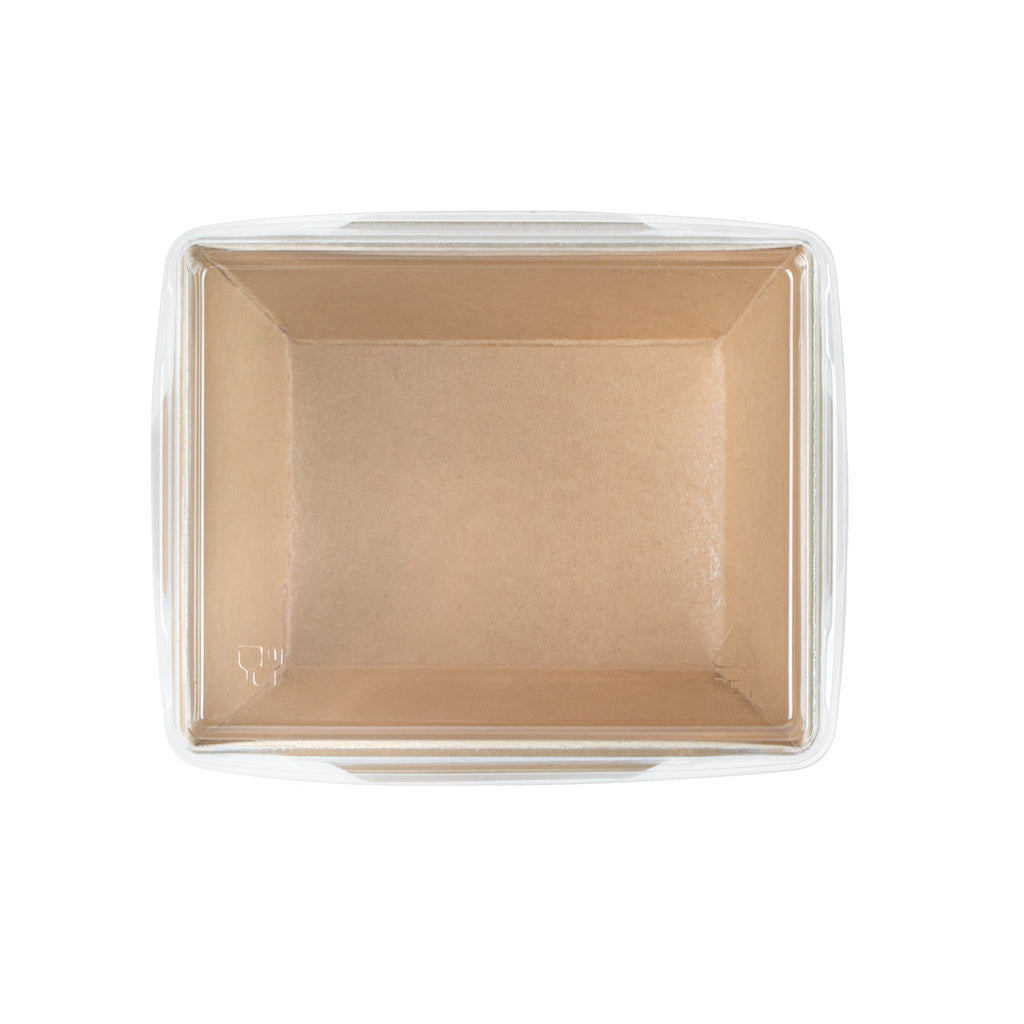Sustain 17 oz Bamboo Paper Small Click Lock Container - with PLA Lining, Compostable - 4 1/4" x 3 1/4" x 2 3/4" - 200 count box