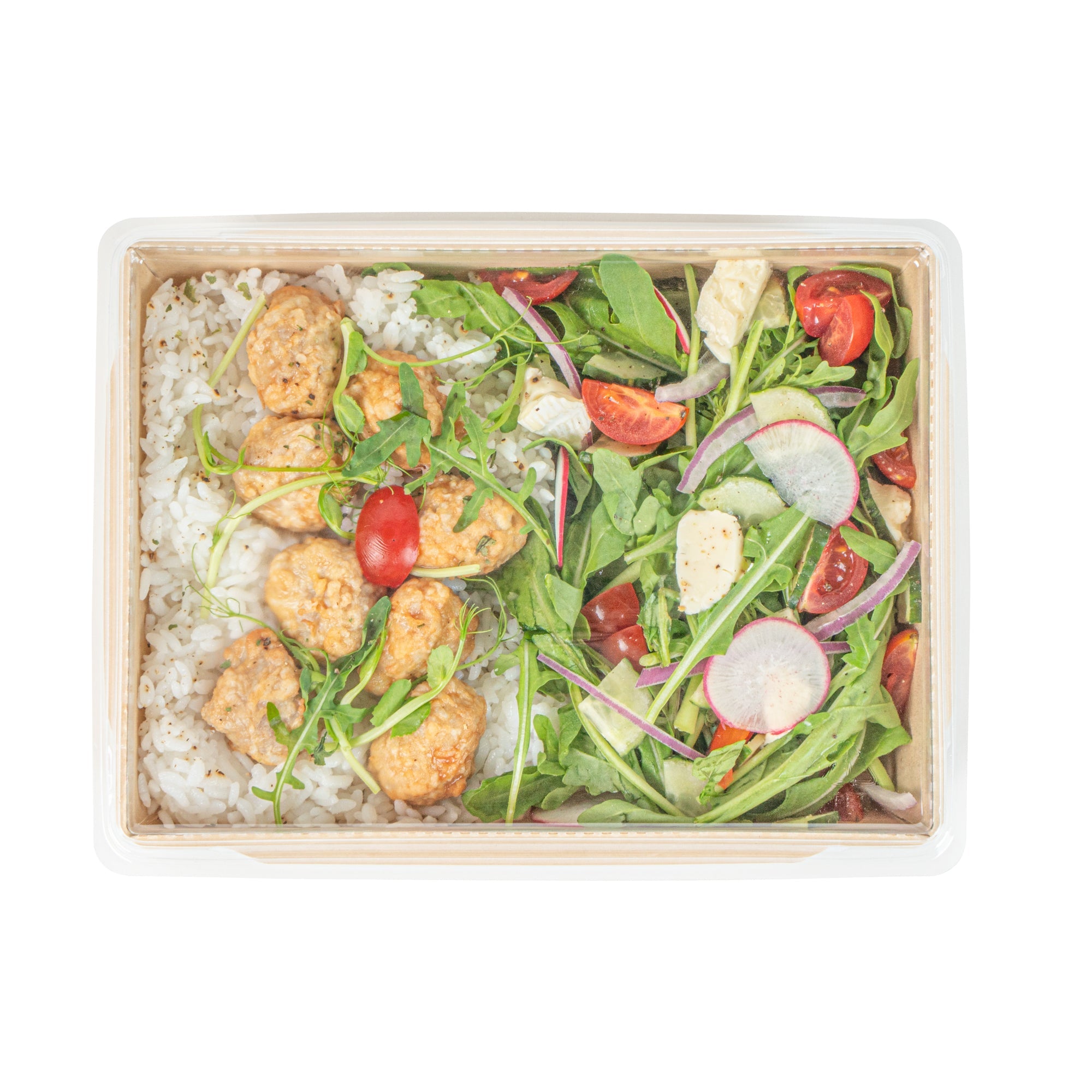 Sustain 34 oz Bamboo Paper Medium Click Lock Container - with PLA Lining, Compostable - 7 1/2" x 5 1/2" x 1 3/4" - 50 count box