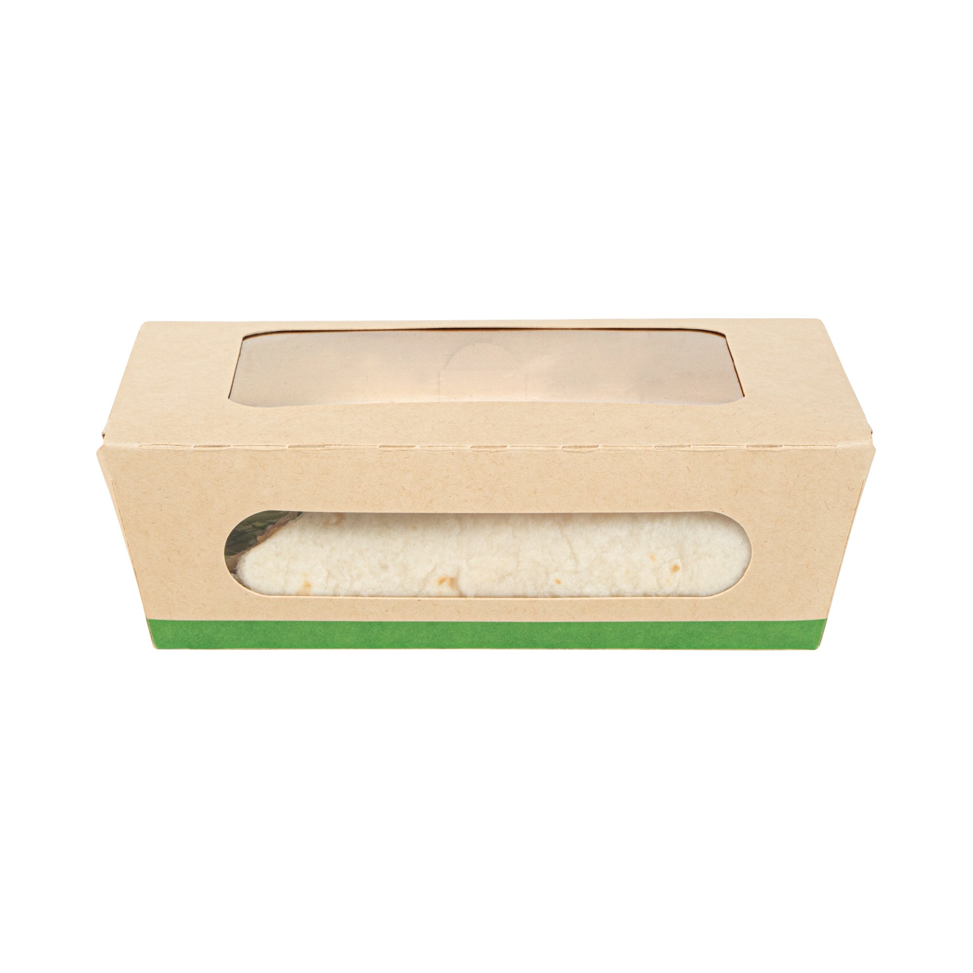 Sustain 28 oz Bamboo Paper Small Bio Take Out Container - with PLA Lining and Windows, Compostable - 6 1/4" x 4 3/4" x 2" - 50 count box