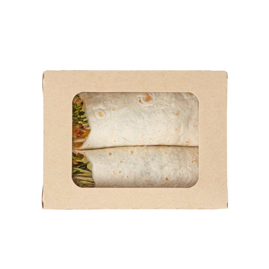 Sustain 28 oz Bamboo Paper Small Bio Take Out Container - with PLA Lining and Windows, Compostable - 6 1/4" x 4 3/4" x 2" - 200 count box