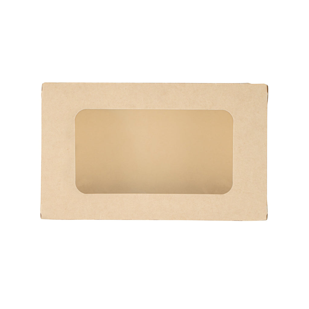 Sustain 35 oz Bamboo Paper Medium Bio Take Out Container - with PLA Lining and Windows, Compostable - 8" x 4 3/4" x 2" - 200 count box