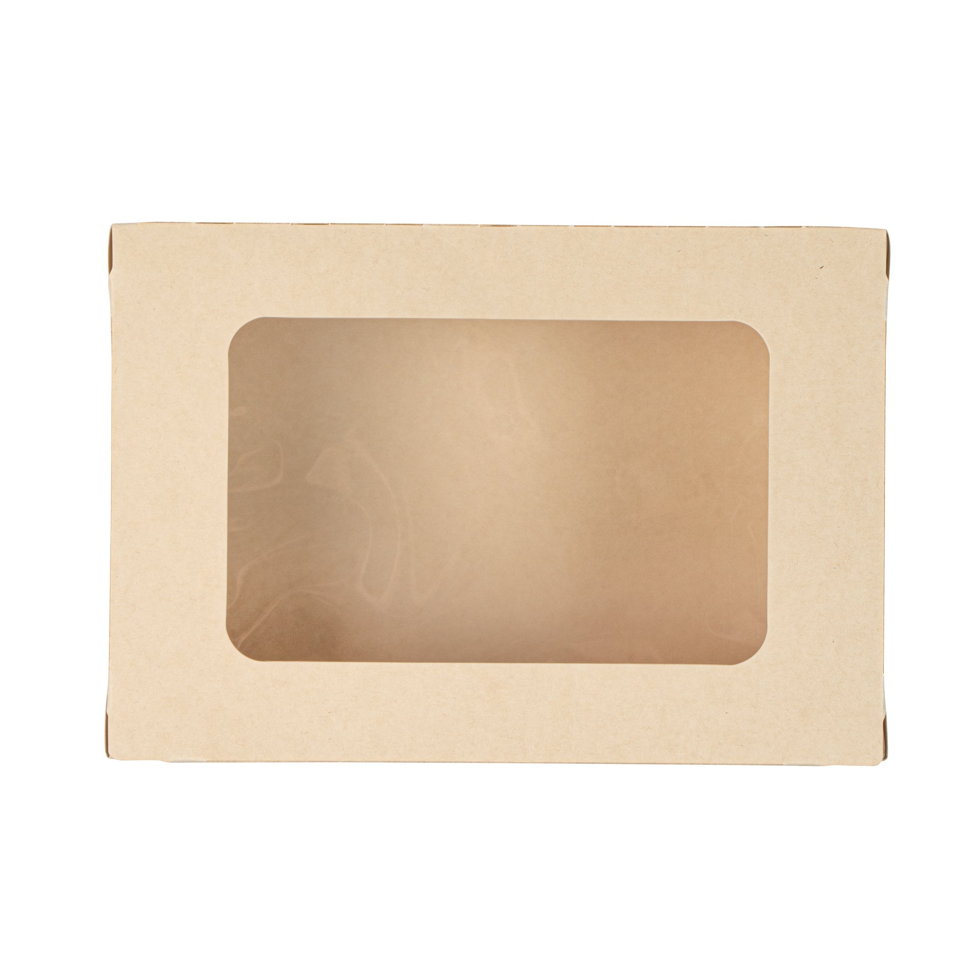 Sustain 57 oz Bamboo Paper Extra Large Bio Take Out Container - with PLA Lining, Windows, Compostable - 8" x 5 1/2" x 2 1/2" - 50 count box