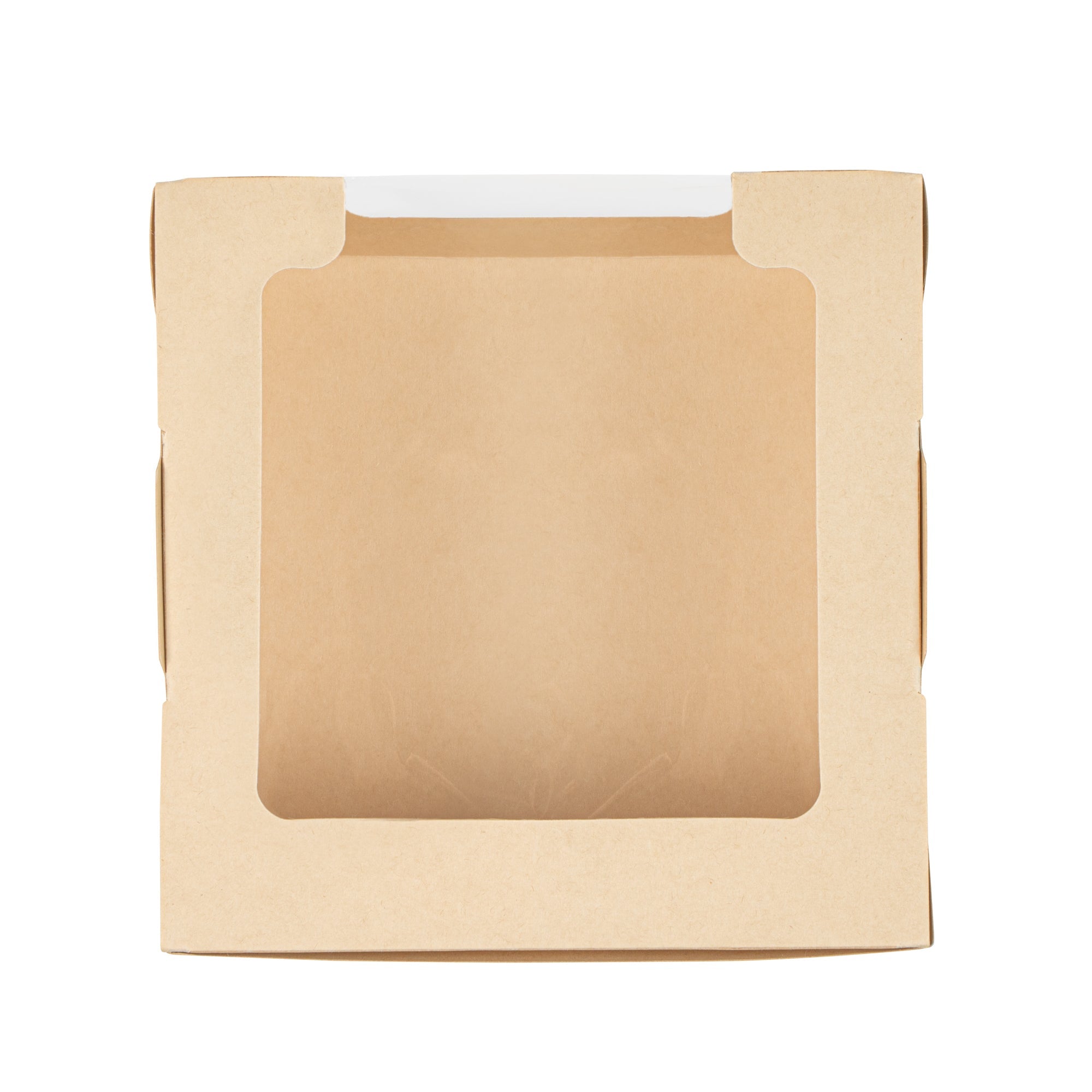 Sustain 26 oz Bamboo Paper Medium Bio Salad Box - with PLA Lining and Window, Compostable - 5 3/4" x 5 3/4" x 1 3/4" - 50 count box
