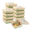 Sustain 13 oz Bamboo Paper Small Take Out Container - with PLA Lining and Window, Compostable - 4 1/2" x 4 1/2" x 1 1/2" - 200 count box