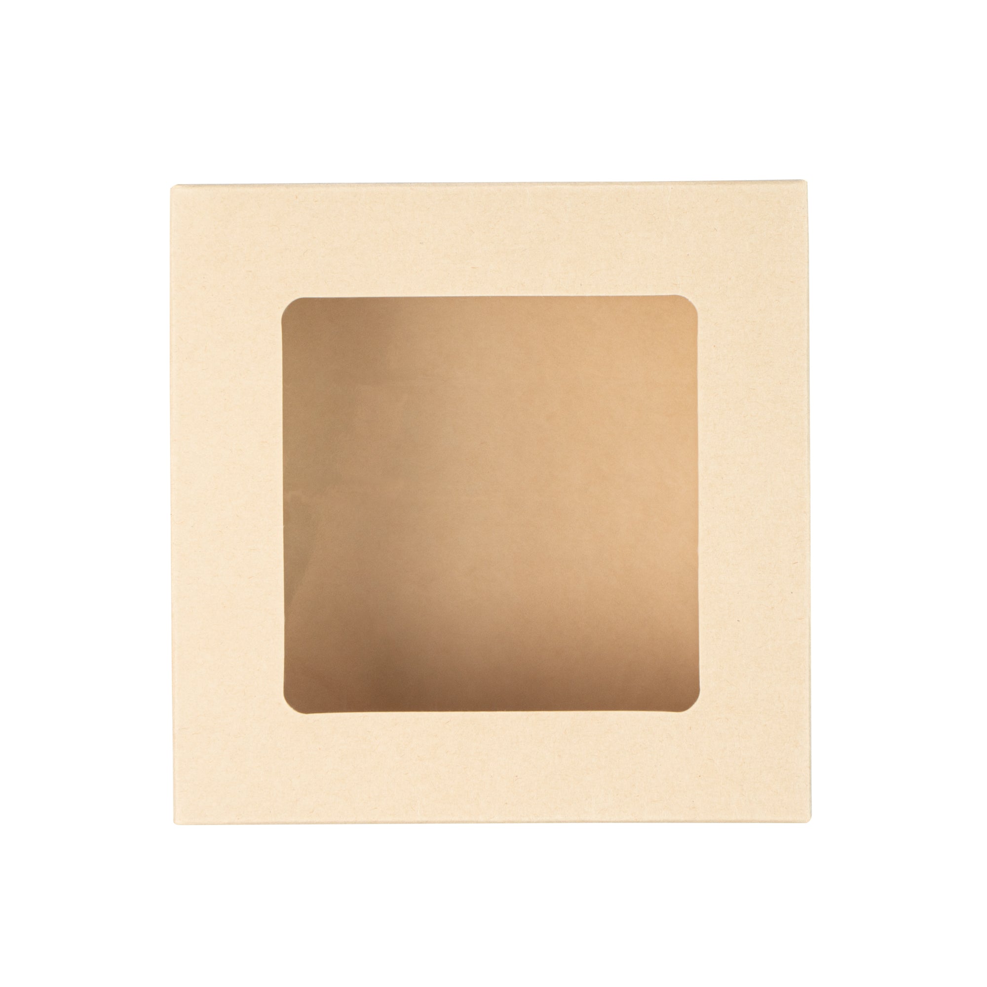 Sustain 27 oz Bamboo Paper Medium Take Out Container - with PLA Lining and Window, Compostable - 5 1/4" x 5 1/4" x 2" - 50 count box