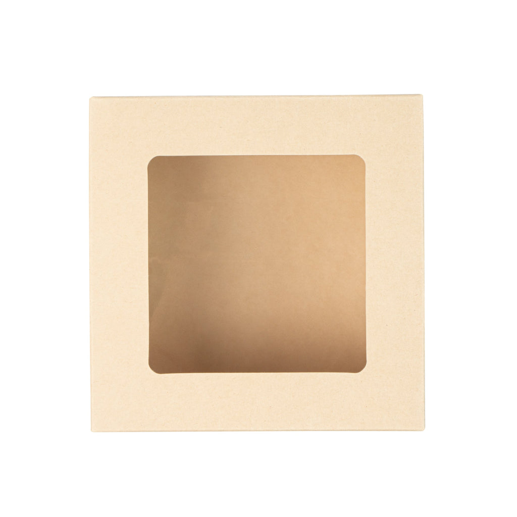 Sustain 27 oz Bamboo Paper Medium Take Out Container - with PLA Lining and Window, Compostable - 5 1/4" x 5 1/4" x 2" - 200 count box