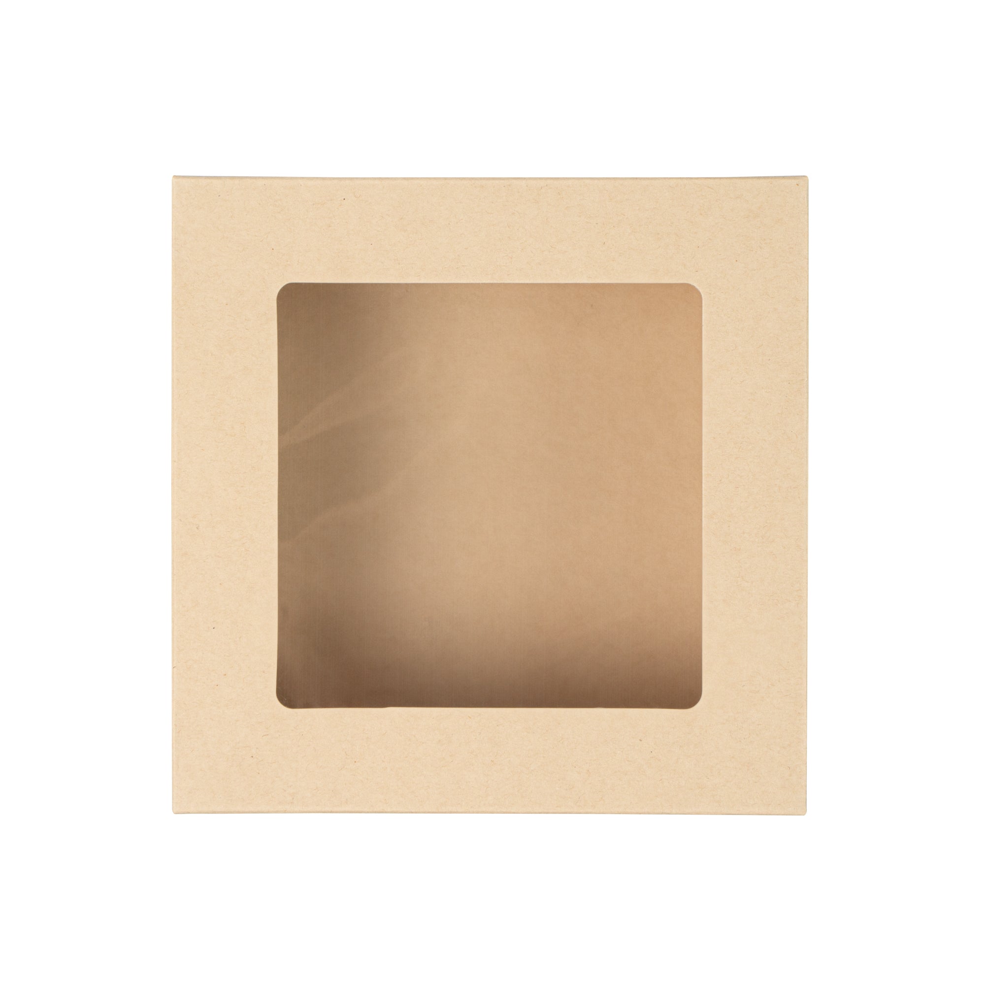 Sustain 34 oz Bamboo Paper Large Take Out Container - with PLA Lining and Window, Compostable - 6" x 6" x 2" - 50 count box