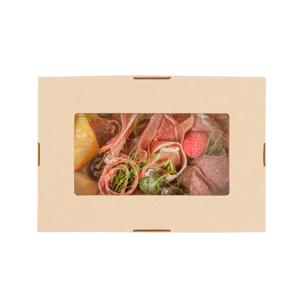 Sustain 28 oz Bamboo Paper Small Take Out Container - with PLA Lining and Window, Compostable - 7 1/2" x 5" x 1 1/2" - 200 count box