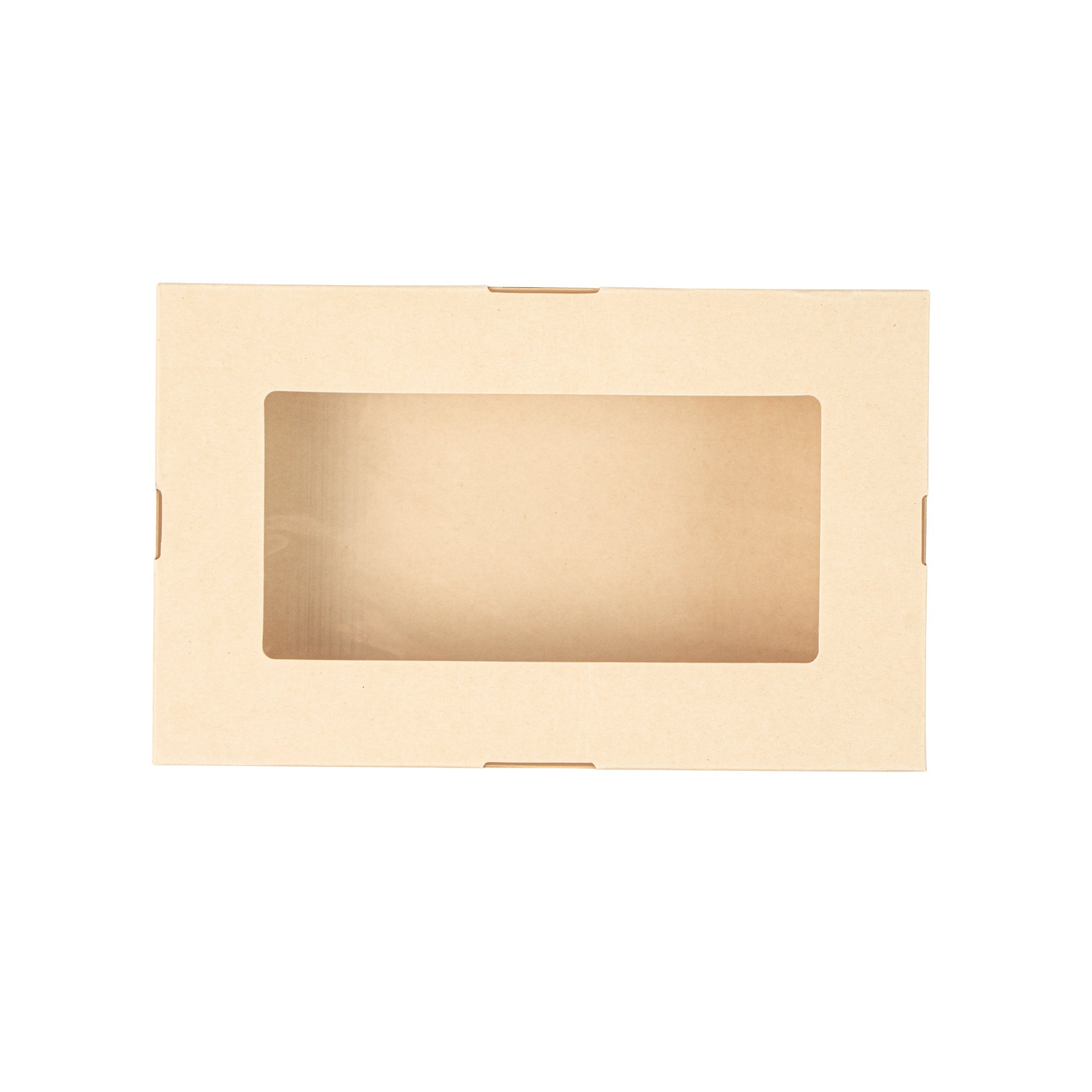 Sustain 34 oz Bamboo Paper Large Take Out Container - with PLA Lining and Window, Compostable - 8 1/2" x 5 1/4" x 1 1/2" - 50 count box