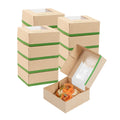 Sustain 11 oz Bamboo Paper Small Take Out Container - with PLA Lining and Window, Compostable - 4" x 4" x 1 1/2" - 50 count box