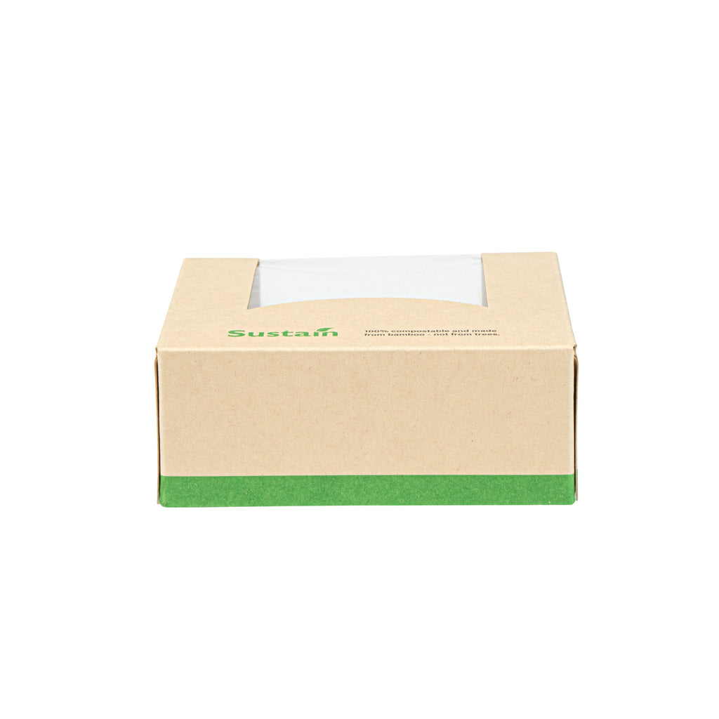 Sustain 11 oz Bamboo Paper Small Take Out Container - with PLA Lining and Window, Compostable - 4" x 4" x 1 1/2" - 50 count box