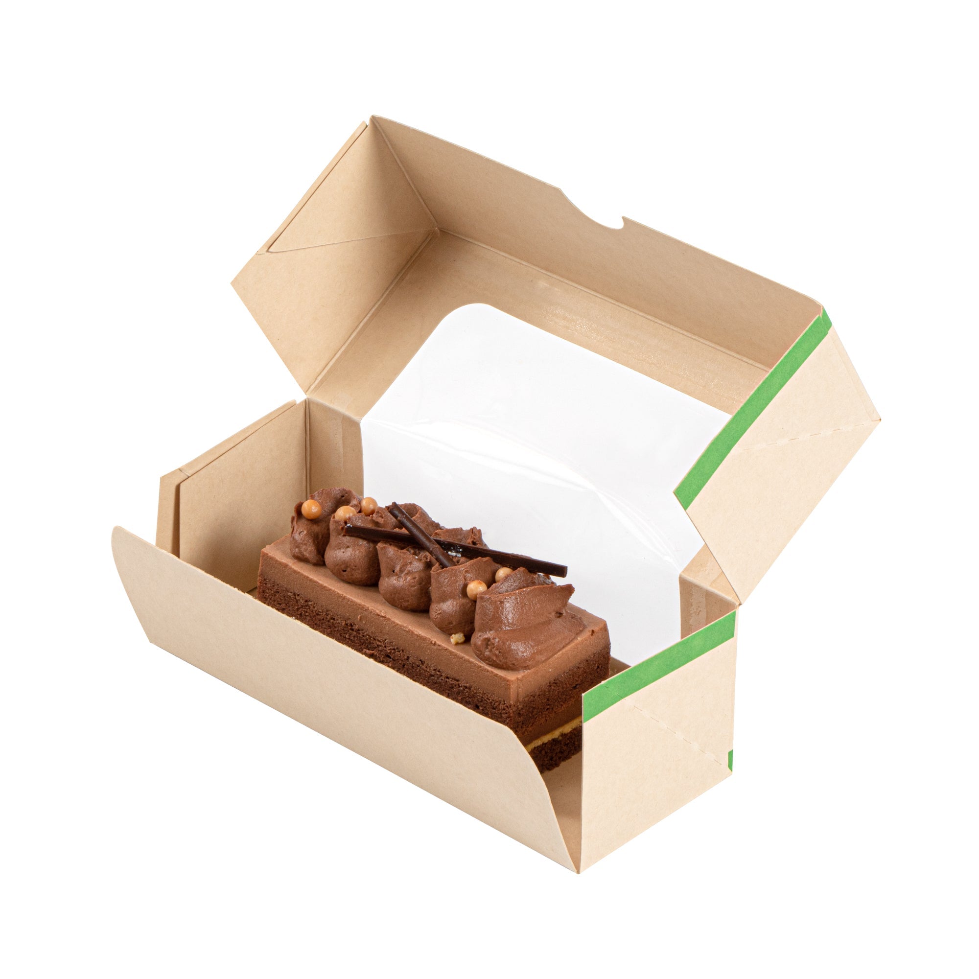 Sustain 13 oz Bamboo Paper Small Take Out Container - with PLA Lining and Window, Compostable - 6" x 2 1/2" x 2" - 50 count box