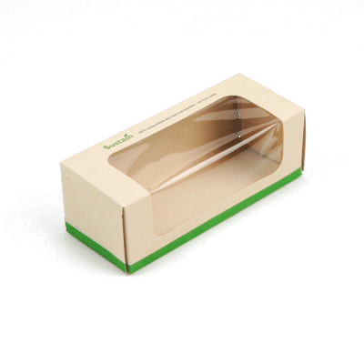Sustain 13 oz Bamboo Paper Small Take Out Container - with PLA Lining and Window, Compostable - 6" x 2 1/2" x 2" - 50 count box