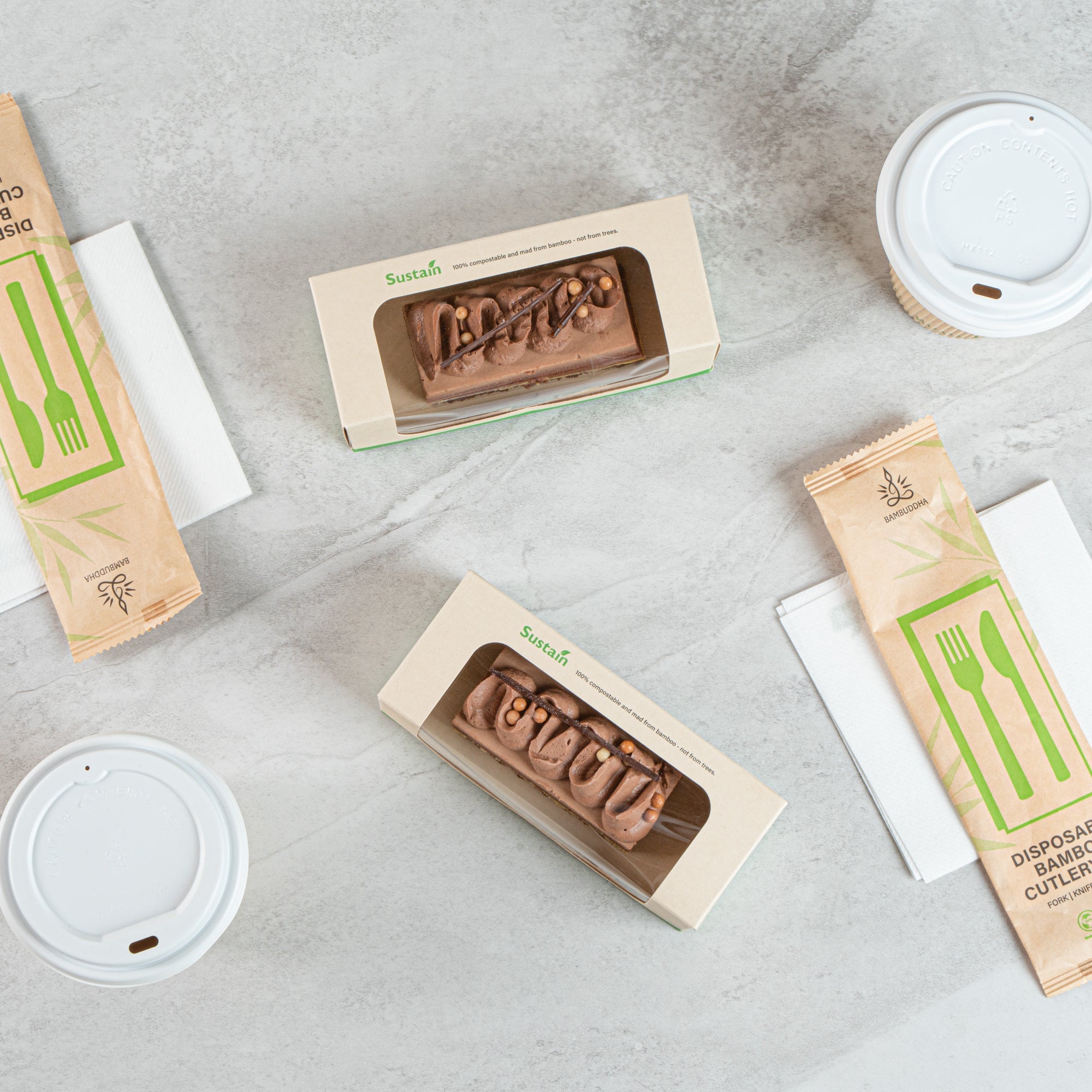 Sustain 13 oz Bamboo Paper Small Take Out Container - with PLA Lining and Window, Compostable - 6" x 2 1/2" x 2" - 200 count box