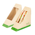 Sustain Bamboo Paper Small Sandwich Box - with PLA Lining and Window, Compostable - 4 3/4" x 4 3/4" x 2" - 50 count box